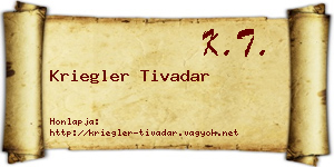 Kriegler Tivadar névjegykártya